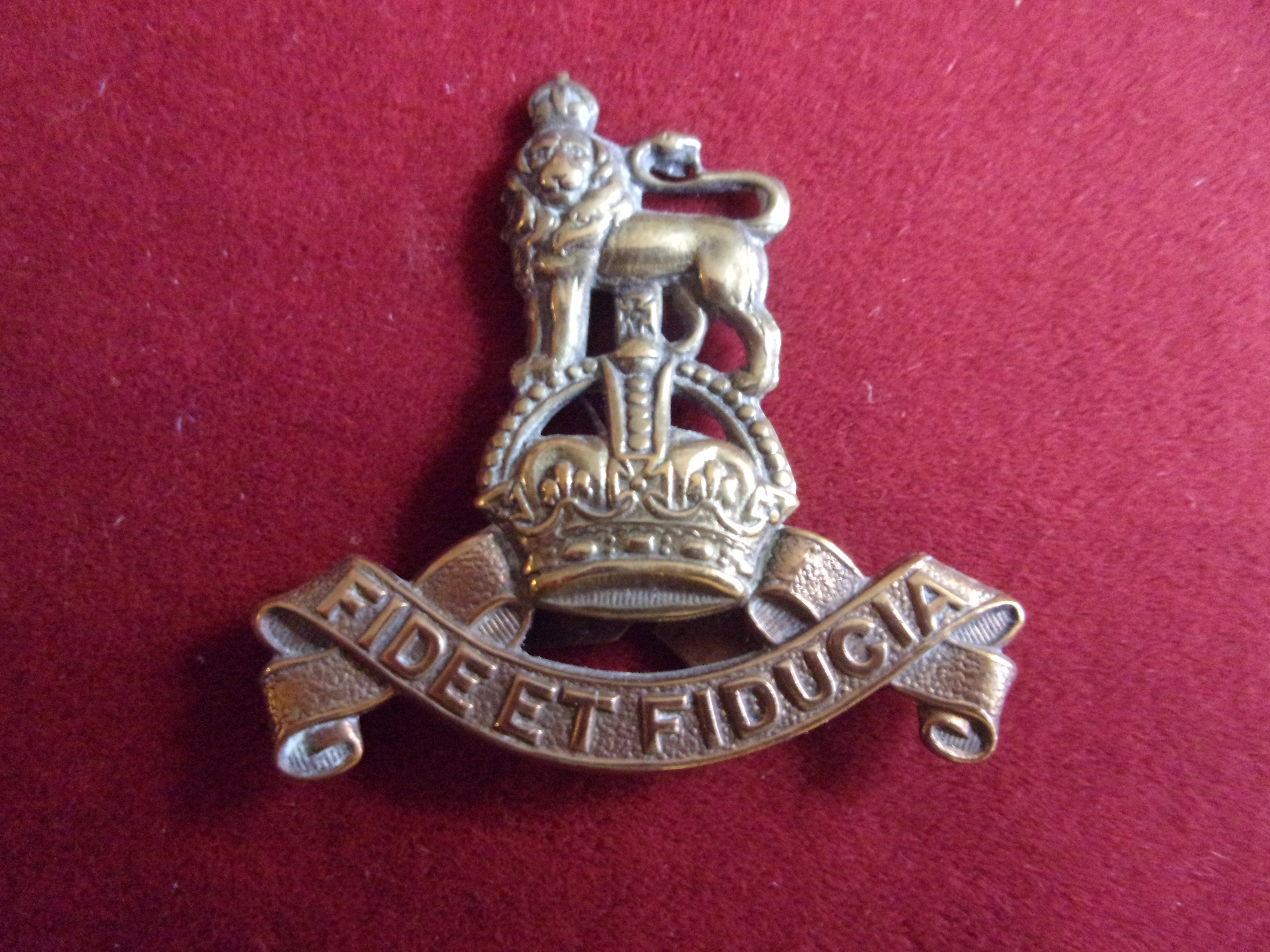Royal Army Pay Corps WWII Officers Economy Cap Badge (Brass), tab fitting. K&K: 2134