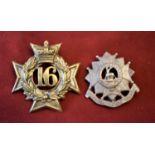 16th Bedfordshire and Hertfordshire Regt of Foot Glengarry Badge and Forage Cap Badge (Gilding-metal