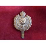 Royal Corps of Engineers WWI 1916 Economy Forage Cap Badge (Gilding-metal), extended slider and