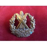 The Queen's Own Cameron Highlanders WWI Economy Cap badge (Brass), two lugs. K&K: 688