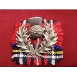 Royal Scottish Reserve Regiment Officers and Other Ranks Field Cap Badge (White-metal with tartan