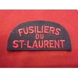 Canadian Fusiliers Du St-Laurent cloth shoulder title patch, a nice example