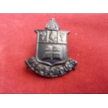 Marlborough College Officer Training Corps WWI Cap Badge (Blackened-brass), two lugs.