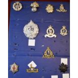 British and Commonwealth Cap Badges on a board (11) including many staybrights; RAF, Royal