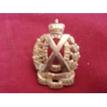 Scottish Horse Imperial Yeomanry Cap Badge (Gilding-metal), two lugs, eighth design type. K&K: 1388