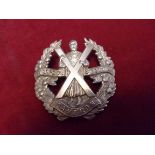 Cameron Highlanders (Liverpool Scottish) WWII Cap badge, scarce variant. (White-metal, lugs)