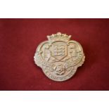 North East Lancashire Volunteer Regiment WWI Cap Badge (Gilding-metal), two lugs. K&K: 1633