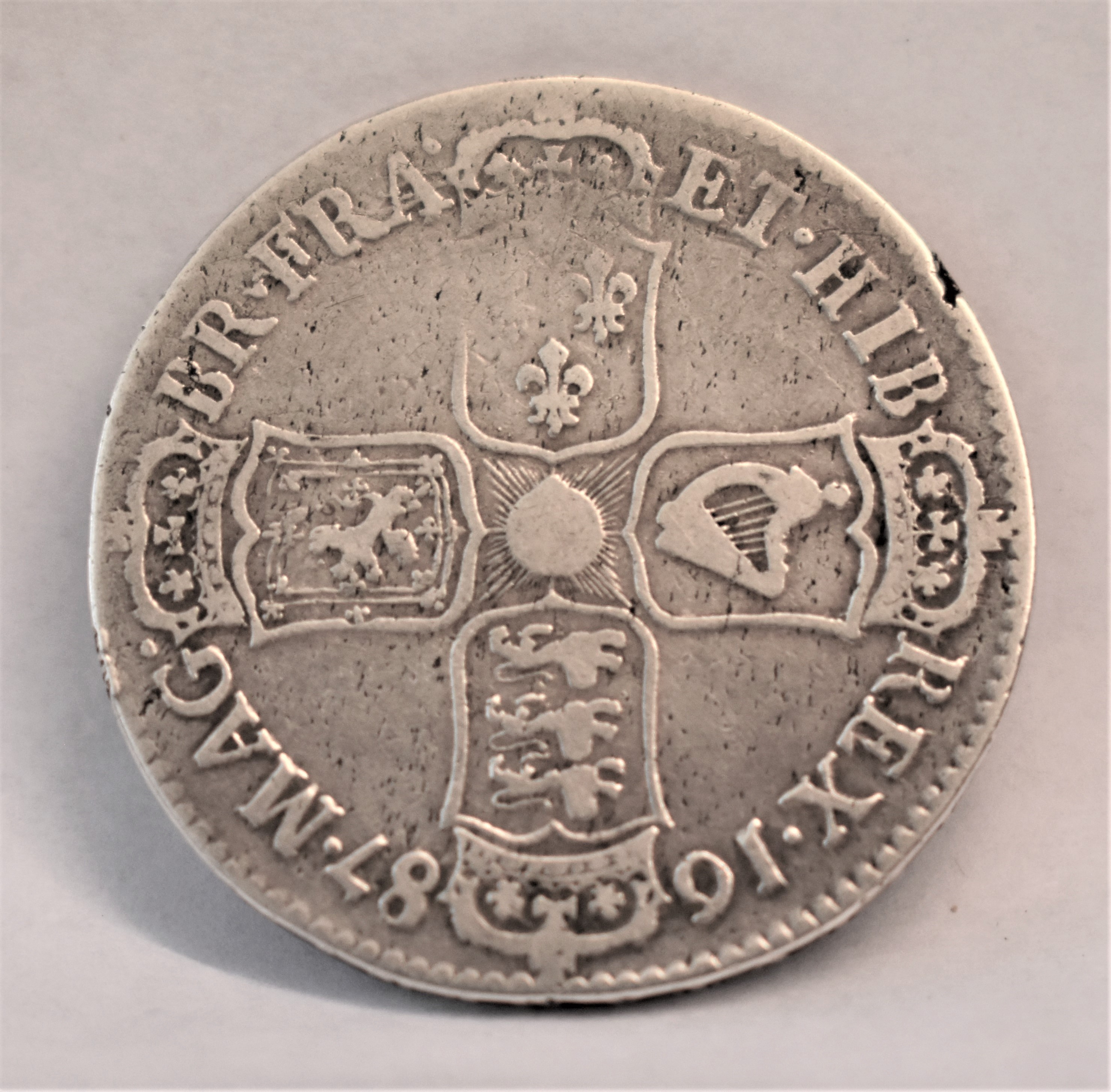 1687 James II Halfcrown Tertio, A/Fine S 3408 - Image 2 of 2