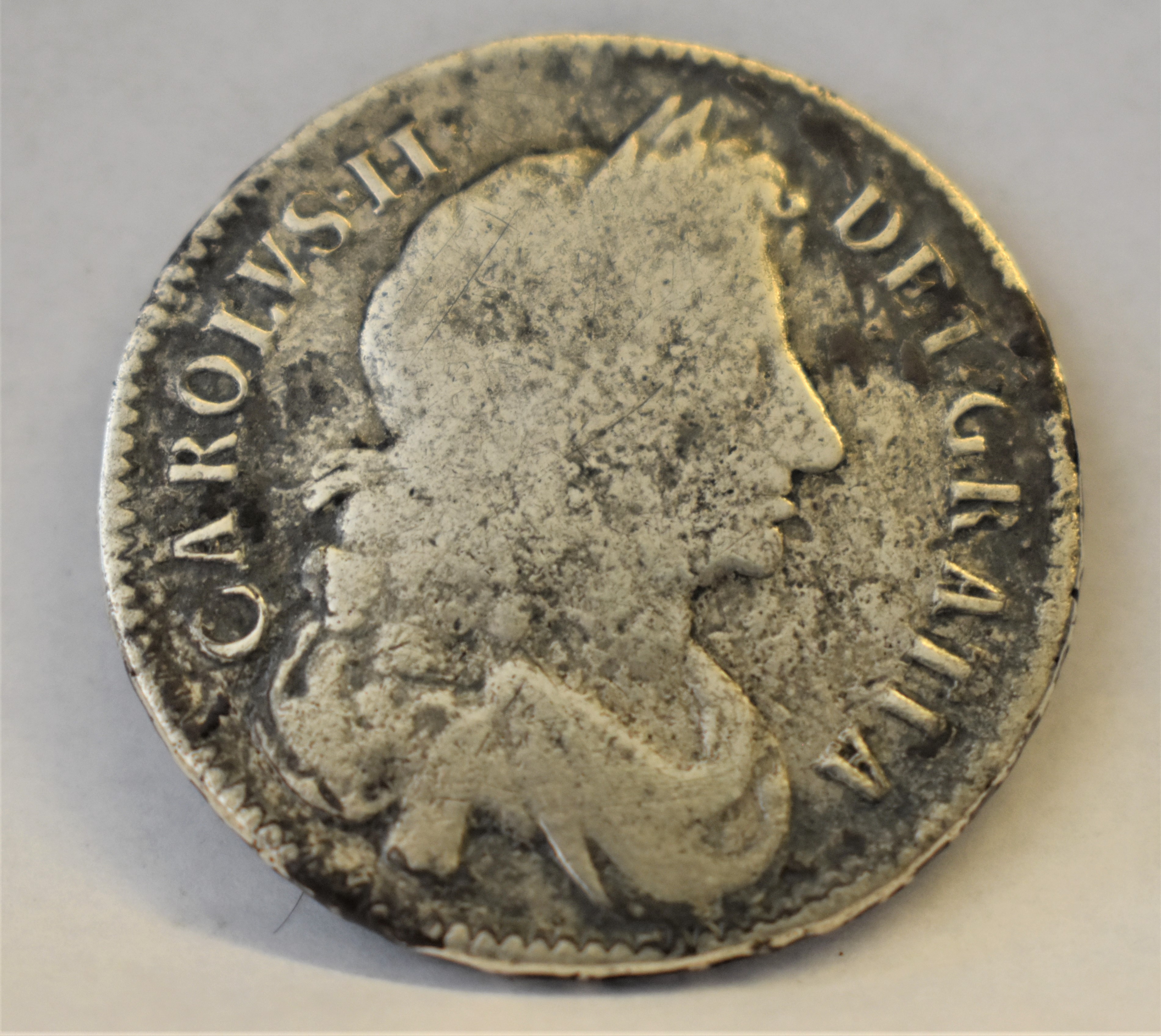 1673 Charles II Halfcrown, Fourth Bust, V Quinto, VG/NF S 3367