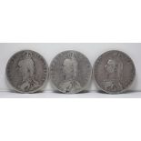 1890, 1891 and 1892 Victoria Jubilee Halfcrowns (3) Near fine to fine