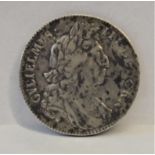 1696 William III Halfcrown, First bust, small Shields, OCTAVO, AVF. S 3475