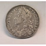 1686 James II Halfcrown Secondo, First Bust, NVF, initials in field, S 3408