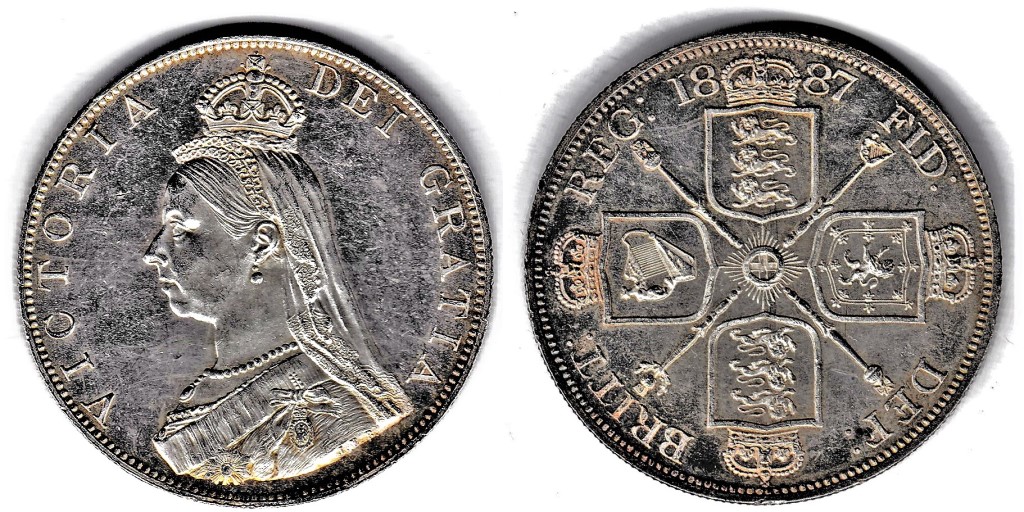 1887 Victoria Double Florin Proof, Roman I, Peripheral toning, some light marks to the field. S3922,