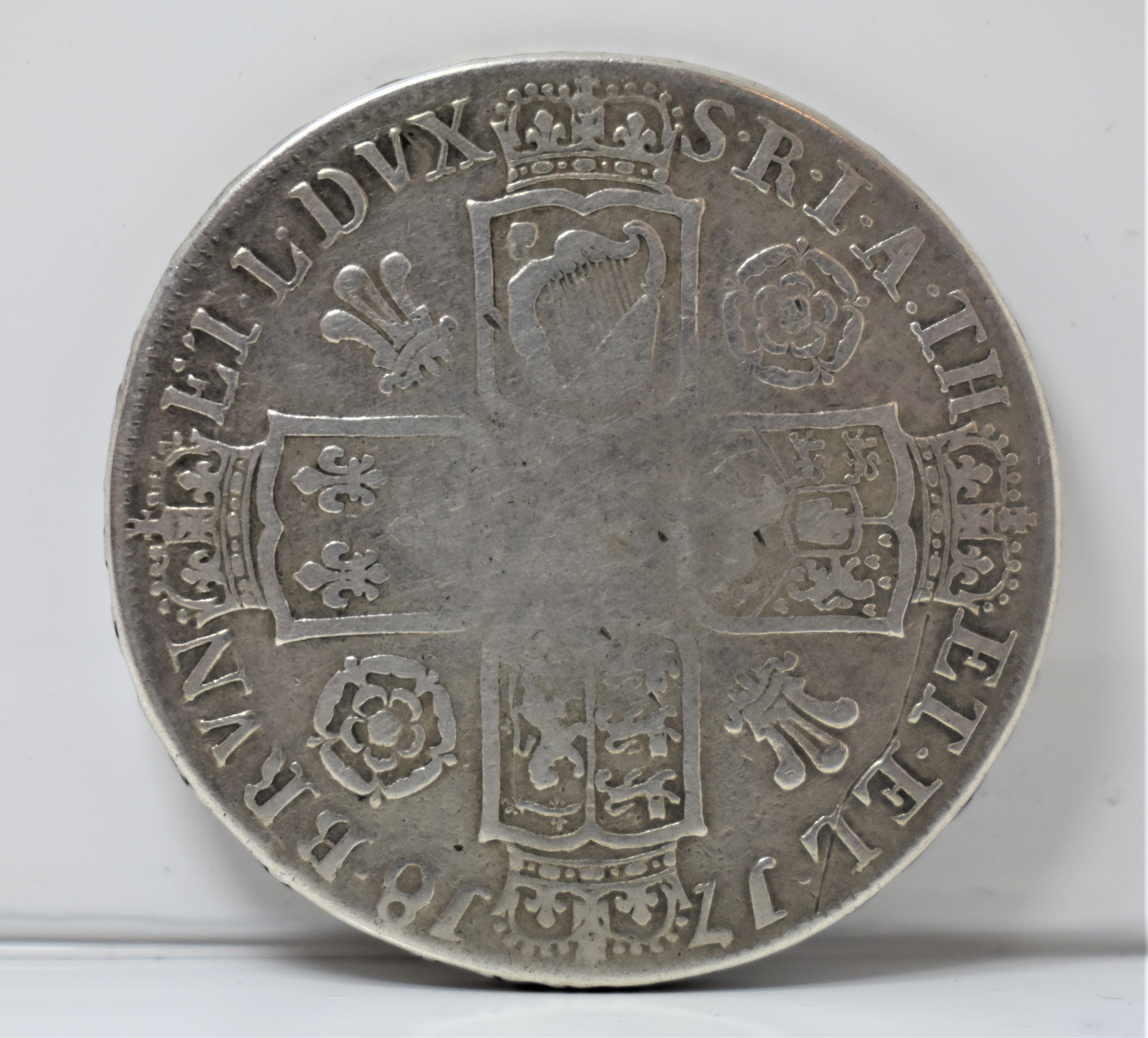 1718/6 'Quinto' George I Crown, Roses and Plumes, VG/NF - Image 2 of 2