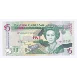 East Caribbean States - 1994 Five Dollars, Suffix 'D' (Dominica). Ref P31 Grade AUNC