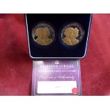 2012 Diamond Jubilee £5 Coin Pair, Jersey & Guernsey £5, Brilliant, uncirculated and cased.