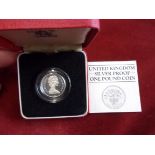 1984 Silver Proof £1 Coin - Royal Mint case and certificate