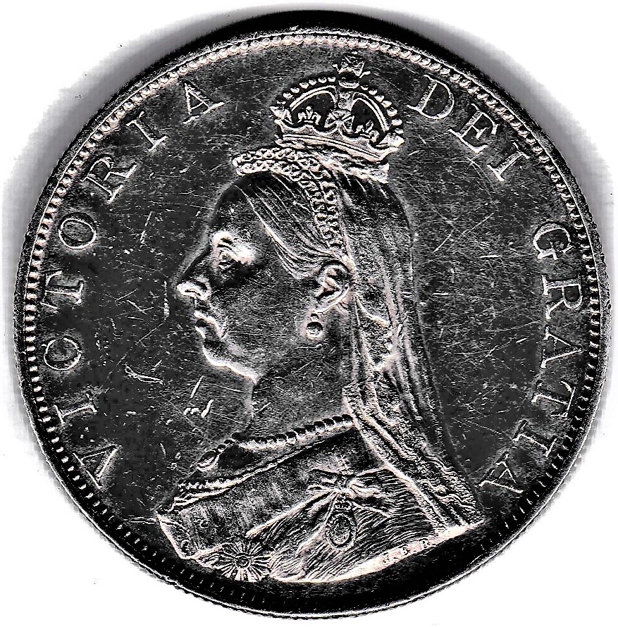 1887 Victoria Double Florin, Arabic '1', VF - Image 2 of 3