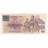 Czechoslovakia - 1993 (ND) old date 1973 Five Hundred Korun Grade VF. Series prefix Z (stamp