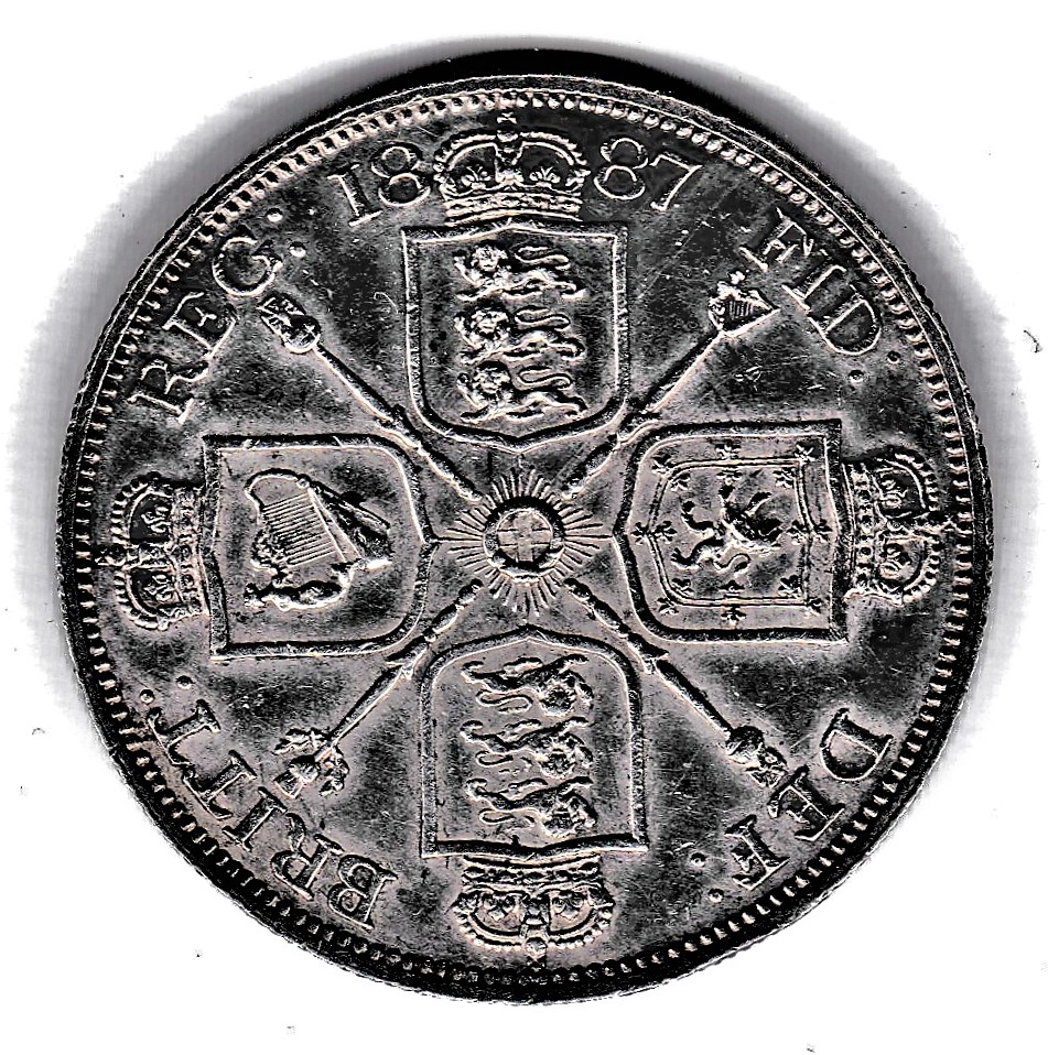 1887 Victoria Double Florin, Arabic '1', VF - Image 3 of 3