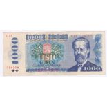 Czechoslovakia - 1985 One Thousand Korun Ref P98, Grade VF (last series).