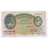 Egypt - 1943 - 50 Piastres, Ref P21D, Grade VF.