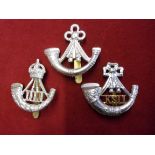 Durham Light Infantry, Oxford + Bucks Light Infantry and Kings Own Shropshire Infantry cap badges (