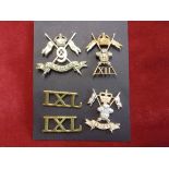 9th Lancers, KC, 12 Lancers KC, cap badges , 9th/12th lancers, QC anodised and pair '1XL' shoulder