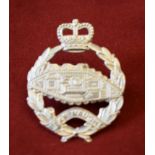 Royal Tank Regiment EIIR Beret Badge (White-metal), two lugs.