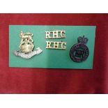 1st Royal Dragoons and Blues + Royals Cap Badges, pair RHG shoulder titles (W11)