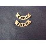 Welch Regiment Shoulder Title Pair (Gilding-metal), two lugs each.