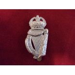 18th Battalion London Irish Regiment WWII Officers Cap Badge, (White-metal, slider)