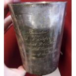 H.M.S. Ganges Silver Plated Presentation Cup "Presented to G. Vosper, President of the P.O.'s Mess