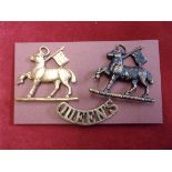 Queens regt Cap Badges (2)- and single shoulder (W733)