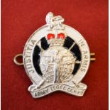 Army Legal Corps EIIR Cap Badge (Gilt and enamel), two lugs and makers mark '010'