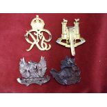 Yeomanry Cap Badges (4) Norfolk, Suffolk, Ayrshire and British American (4)