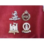 Cap badges - Bays (KC) 7th Dragoon Guards, 6H Inniskilling and 15/19 Hussars QC, Anodised (4)