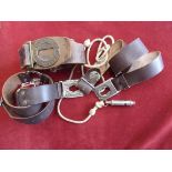 Girl's Guides, Boy Scouts and Boy's Brigade Belts (3) and Girl's Guides Whistle. A nice vintage