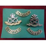 South Staffordshire/North Staffordshire-cap badges (2), single shoulder titles (3 W1122,W1461)