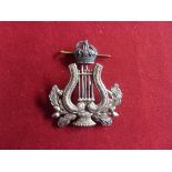 Army School of Music Musician Bandmaster WWI Cap Badge (Two piece construction in Silver), two