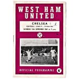West Ham United v Chelsea 1961 September 16th League horizontal crease team change in pen score in