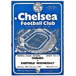 Chelsea v Sheffield Wednesday 1962 February 24th League team change in pen half time scoreboard in