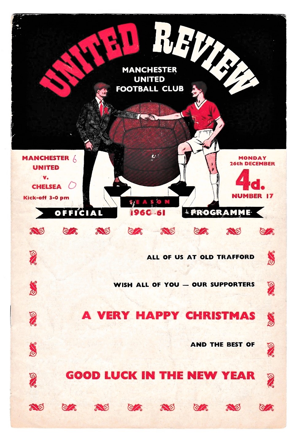 Manchester United v Chelsea 1960 December 26th League score in pen front cover