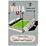 Villa News Chelsea v Aston Villa 1960 August 20th League score in pen; also team for Sheffield