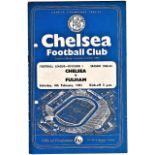 Chelsea v Fulham 1961 February 4th League team change in pen hole punched left