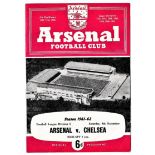 Arsenal v Chelsea 1961 November 4th League team change in pencil