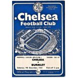 Chelsea v Burnley 1961 December 9th League vertical creases team change in pen hole punched left