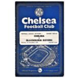 Chelsea v Blackburn Rovers 1959 November 7th League horizontal & vertical creases team change in pen
