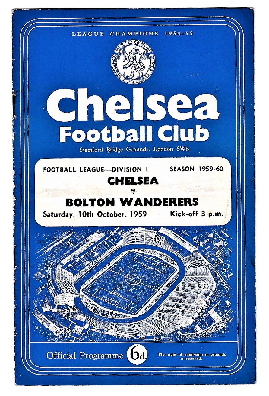 Chelsea v Bolton Wanderers 1959 October 10th League horizontal crease