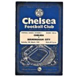 Chelsea v Birmingham City 1961 March 4th League light crease score & team change in pen